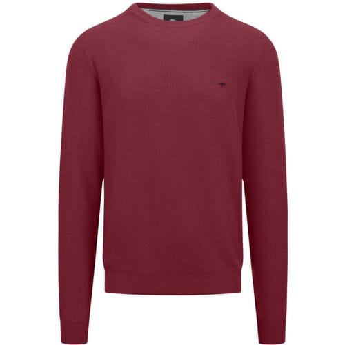 Fynch-Hatton Trui O-Neck Uni Color Fine Texture Ruby Red / male