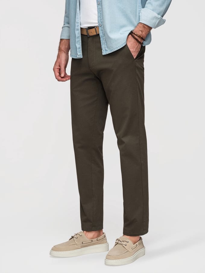 OMBRE Broek - Regular Fit - Katoen - Knopen Donkergroen M