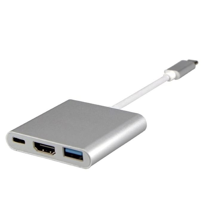 USB-C multipoortadapter naar USB, USB-C (USB PD), 4K HDMI-compatibel Zilver