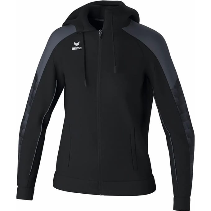 Erima Evo Star Trainingsjack Met Capuchon Dames - Zwart / Grijs | Maat: 42