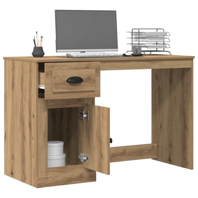 vidaXL - Bureau - Artisan - Eiken - 50 - x - 115 - x - 75 - cm - Bewerkt - hout