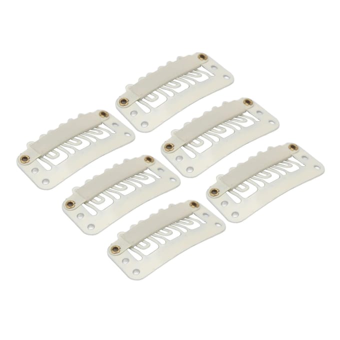 100 stuks Pruik Klikclip U-vorm 6 Tanden Veilige Haarstuk Kamclips voor DIY Hairextensions Hoed Beige white