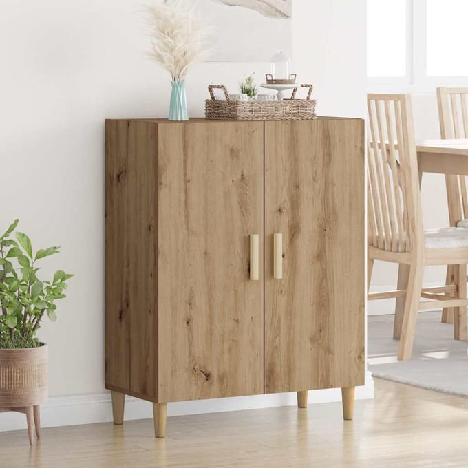vidaXL - Dressoir - Artisanaal - eiken - 69,5 - x - 34 - x - 90 - cm - Bewerkt - hout
