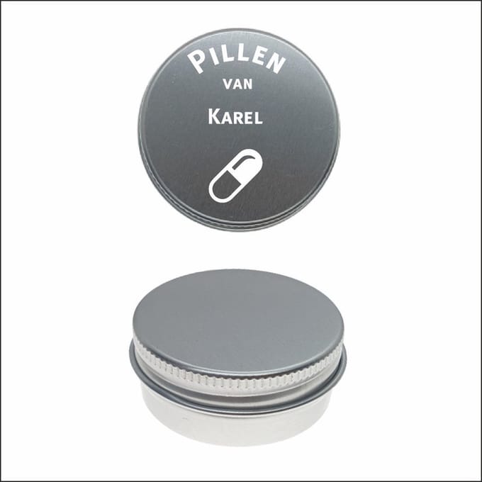 Pillen Blikje Met Naam Gravering - Karel