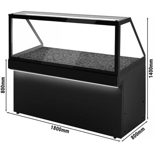 GGM Gastro Warmhaltetheke TORONTO - 1800mm - schwarze Front - beheizte Platte