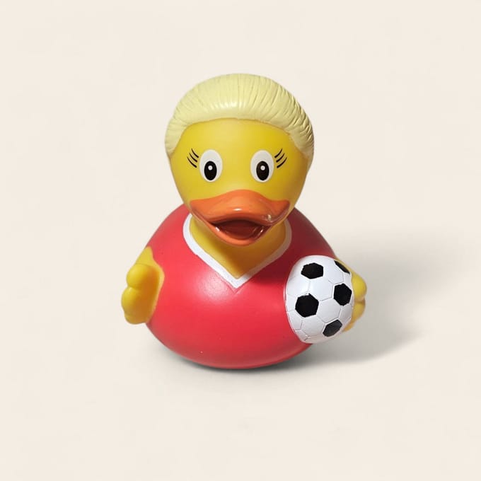 Badeend vrouwelijke voetballer meisje