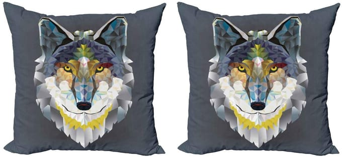 ABAKUHAUS Zoo kussenhoes set – 2x45x45 cm – dubbelzijdig – multicolor