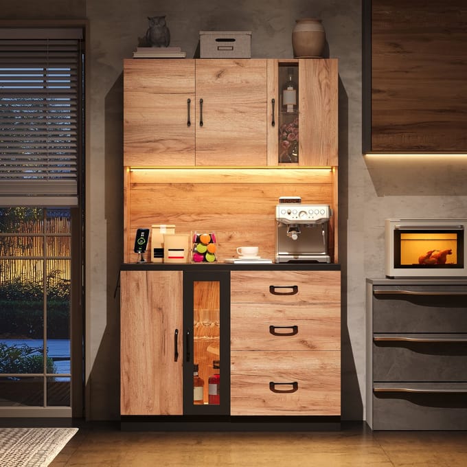 REDOM - Keukenkast - Opbergruimte En Ledverlichting - Modern - MDF - Neutraal