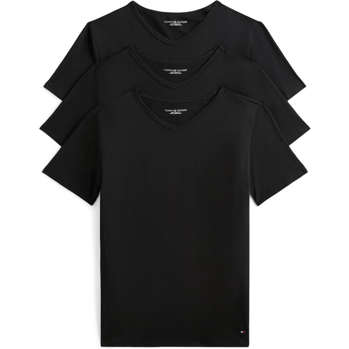 Tommy Hilfiger Stretch Vn Tee Ss 3-pack Black/black/black Taglia: M | Magliette basic Outlet | Uomo | Nero