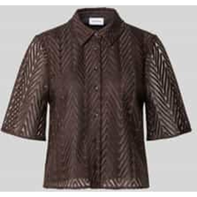 Kantblouse met overhemdkraag en driekwartmouwen dames COMMA