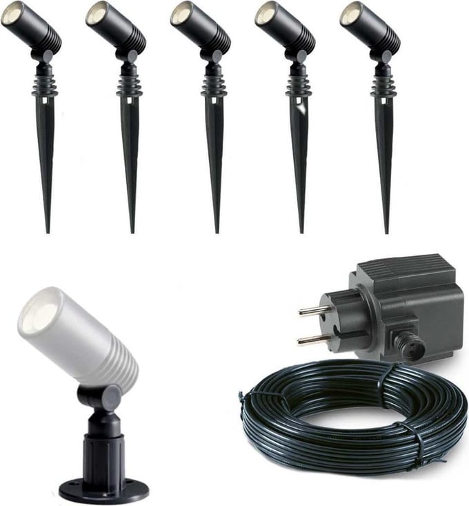 5x LED grond spot - 12V - 2 watt - complete set