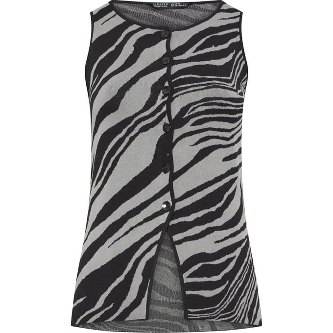 Limited Collection Grijs Gilet Met Zebramotief En Uitlopende Zoom Size 46-48