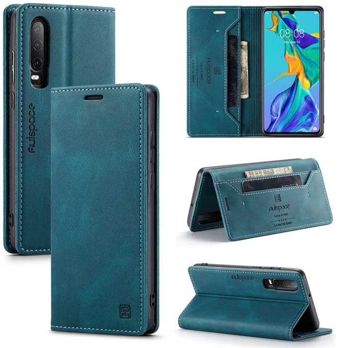 Luxe Flip Case met RFID Bescherming Kaarthouder en Magneetsluiting voor Huawei P30 _ Blauw