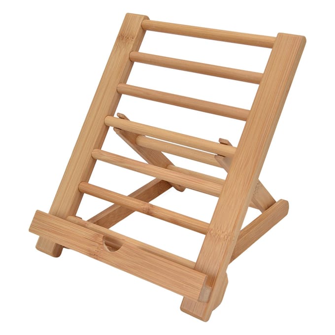 Tablet Standaard Bamboe Opvouwbaar Multi-Hoek Universele Desktop Tablethouder voor 4 tot 13 inch Telefoon Boek beige