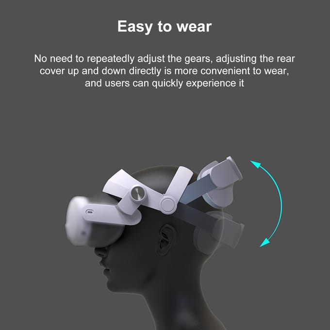 Hoofdband Compatibel met Meta Quest3 VR Headset 5000mAh Oplaadbaar 360 graden Omwikkelbaar Verstelbaar wit