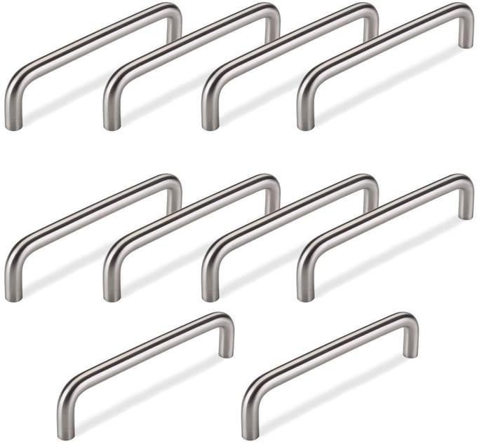 10 x Meubelgreep BG03e Boorgatafstand 128 mm geborsteld Beugelhandgreep van SOTECH