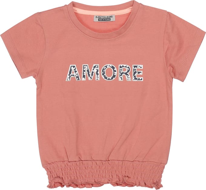 DJ Dutchjeans - Meisjes t-shirt - Dusty rust - Maat 110