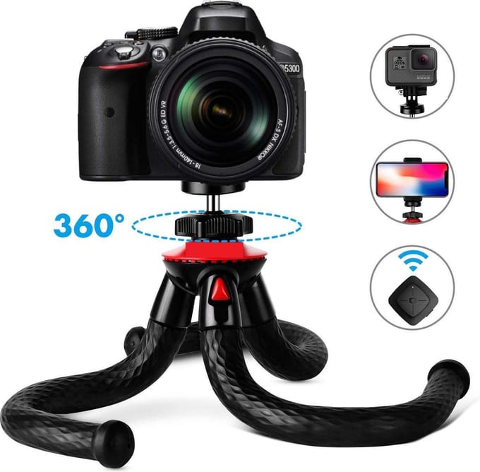 3 in 1 Flexibele XL Octopus Smartphone Tripod – Compact Smartphone & Camera statief 28CM Bluetooth remote