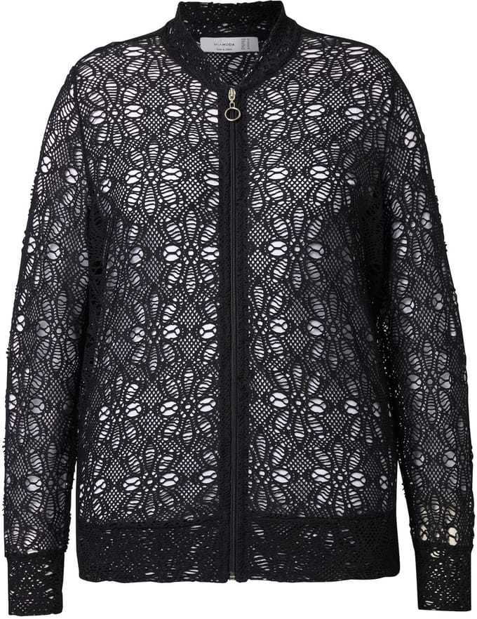 MIAMODA - Dames - Blouson kant lange mouwen - Zwart - Maat 48