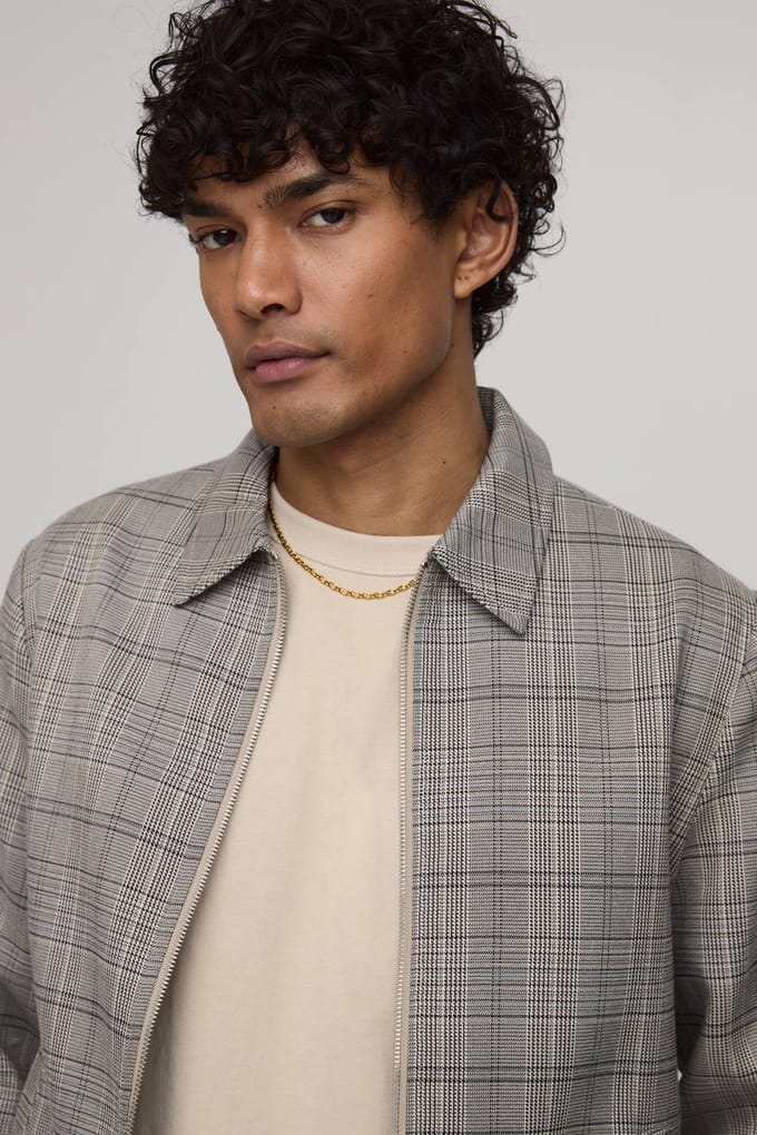 Geruite Boxy Getailleerde Coördinerende Blazer | Brown | Size Medium