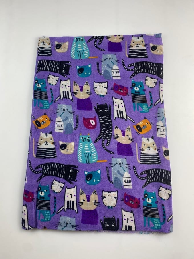 Leuke katten sjaal in 6 kleuren / 50% katoen met 50% viscose