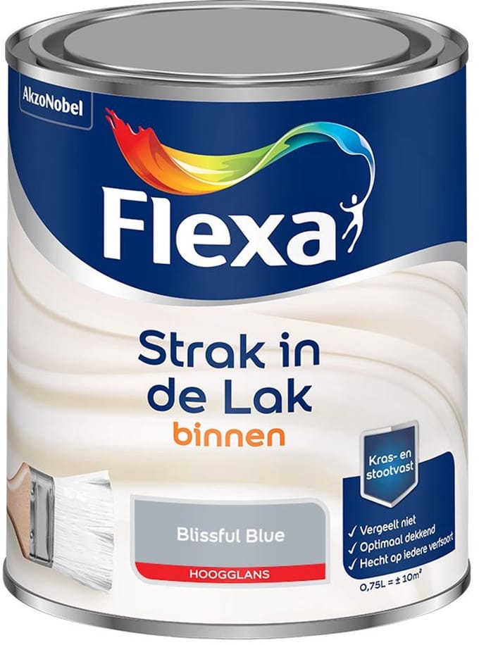 Flexa - Strak In De Lak Binnenlak Hoogglans - Blissful Blue - Mengverf - 750 Ml