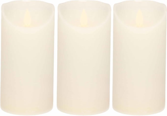 3x Witte LED kaars / stompkaars 15 cm - Luxe kaarsen op batterijen met bewegende vlam