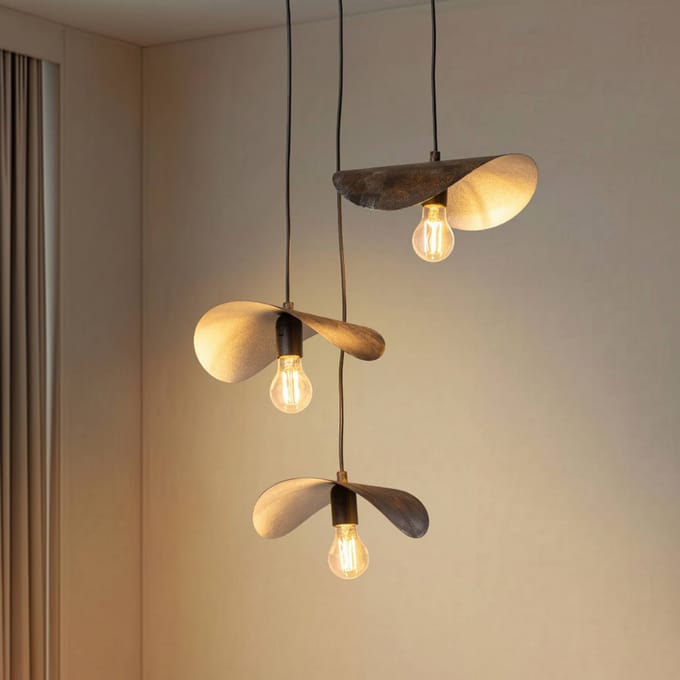 Opviq Hanglamp Eger, 3-lamps, zwart, metaal, Ø 50 cm