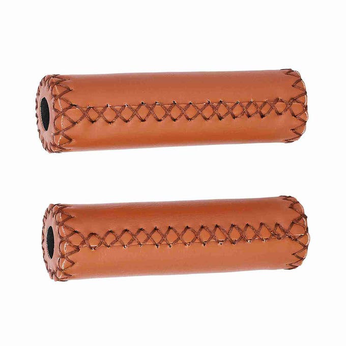 1 paire de poignées de guidon de vélo rétro en cuir artificiel, trois couleurs brown