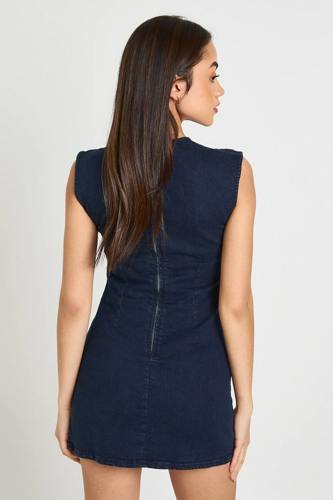 boohoo Dames Basic Denim Shiftjurk | Indigo | Maat: 40