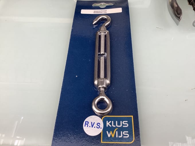 Deltafix Spanschroef RVS-A2. 90 mm x 6 mm din 1478 1 stuks Draadspanner.