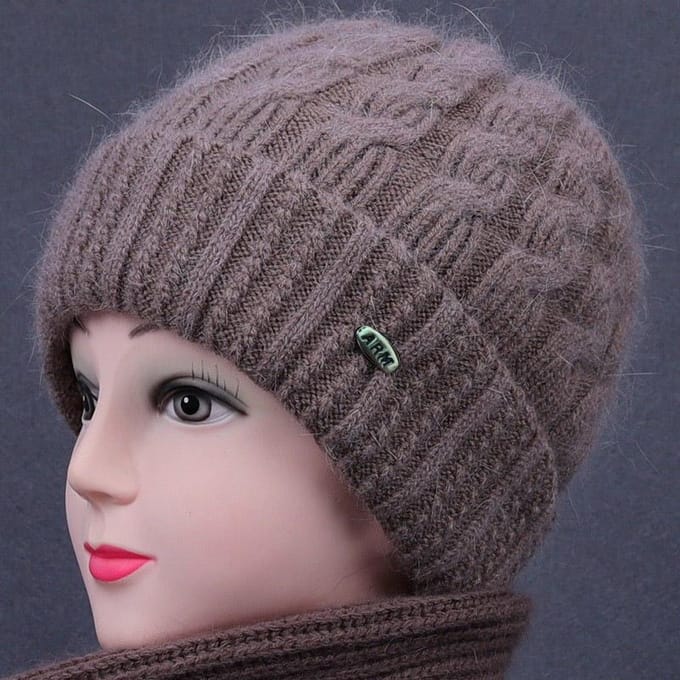 Bonnet tricoté épais pour personnes âgées gray