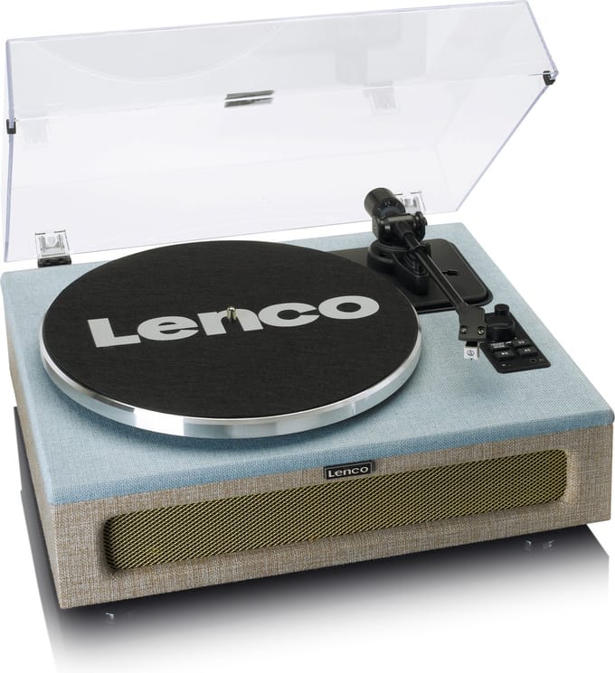 Lenco Platenspeler met Bluetooth - Vier ingebouwde Speakers 40W RMS - LS-440BUBG - Blauw Grijs