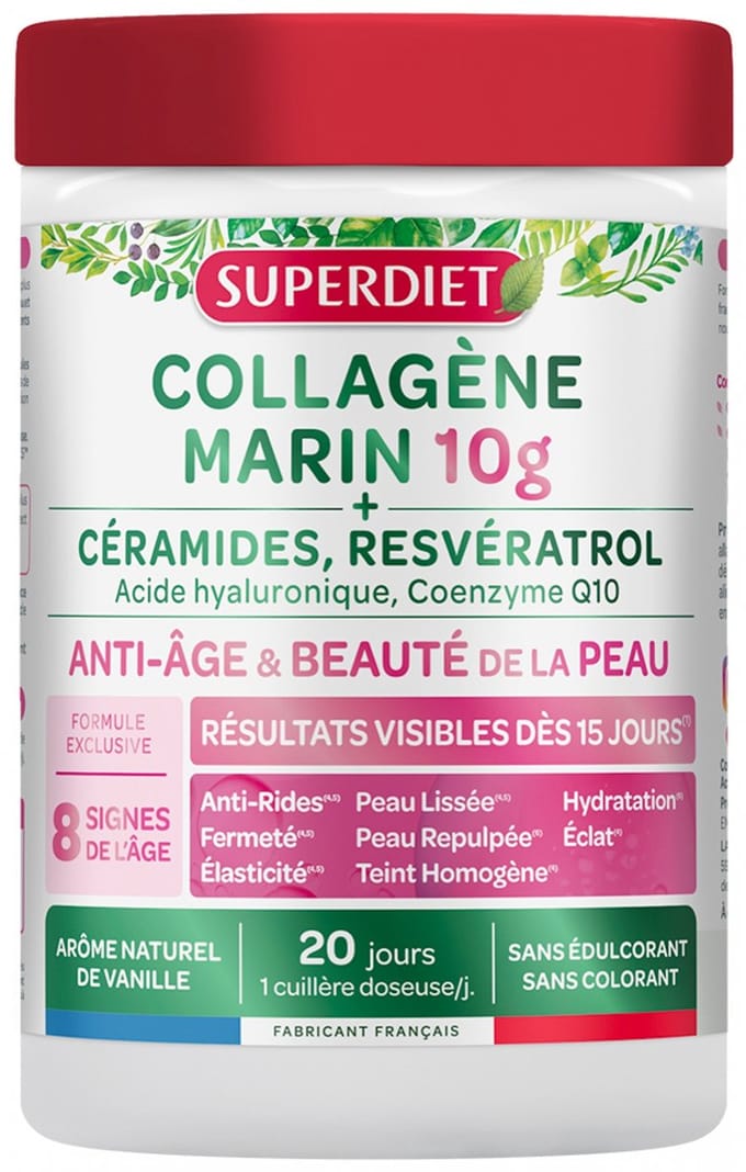Superdiet Marien Collageen 10 g + Ceramiden, Resveratrol 210 g
