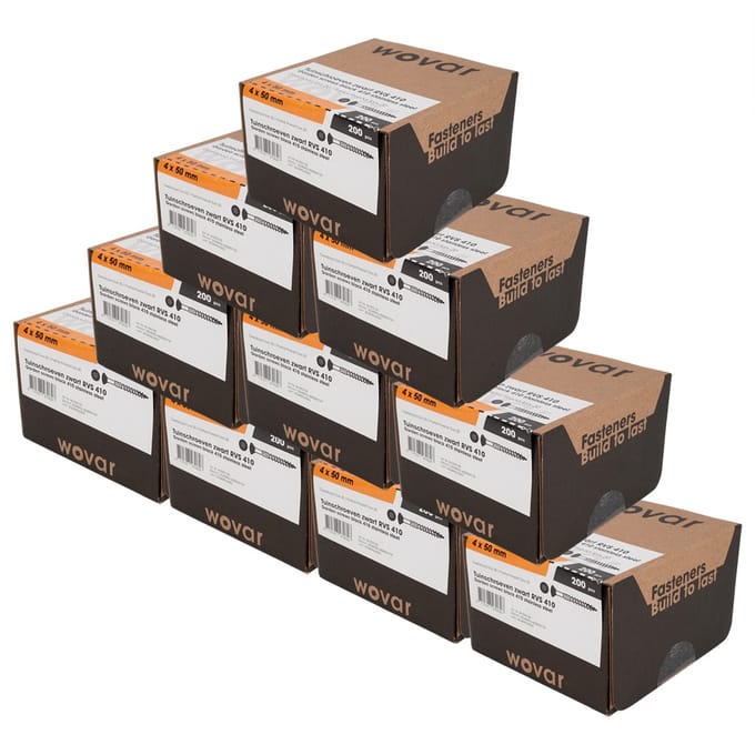 Potdekselschroeven Zwart RVS 410 4 x 50 mm Torx 20 Deeldraad | 2000 Stuks