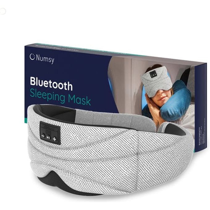 Numsy Slaapmasker met Bluetooth - Batterij vermogen 8 uutjes - 100% Katoen - Lichtgrijs