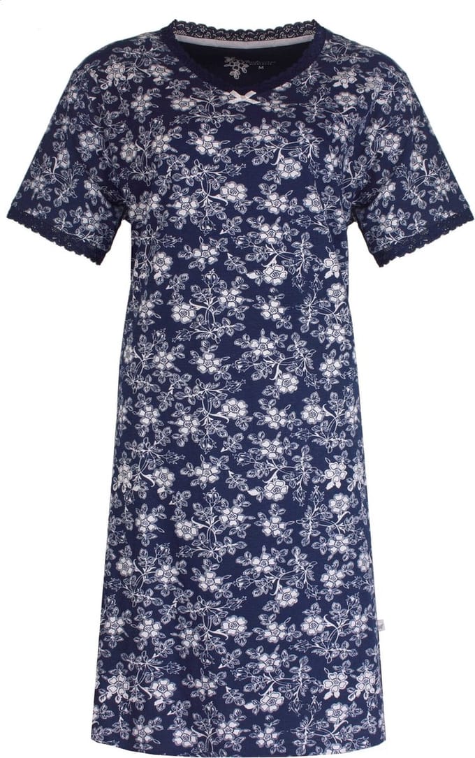 Tenderness Dames Nachthemd - Slaapkleed - Marine Blauw - Maat S