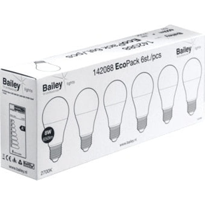 Bailey LED peerlampen (6st) - Ecopack - E27- 8W (55W) - warmwit