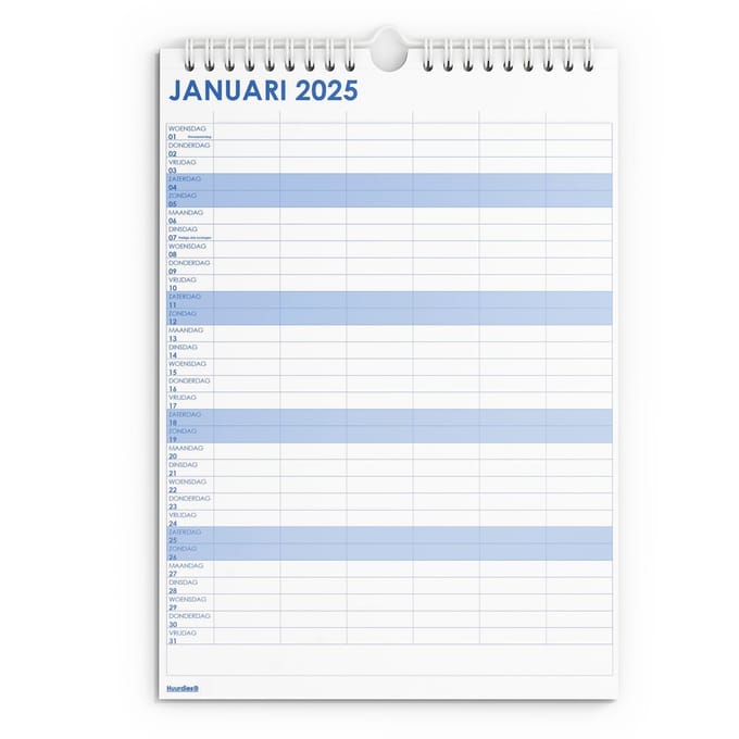 Huurdies - familieplanner 2025 - A3+ - Enkelzijdig 190gms