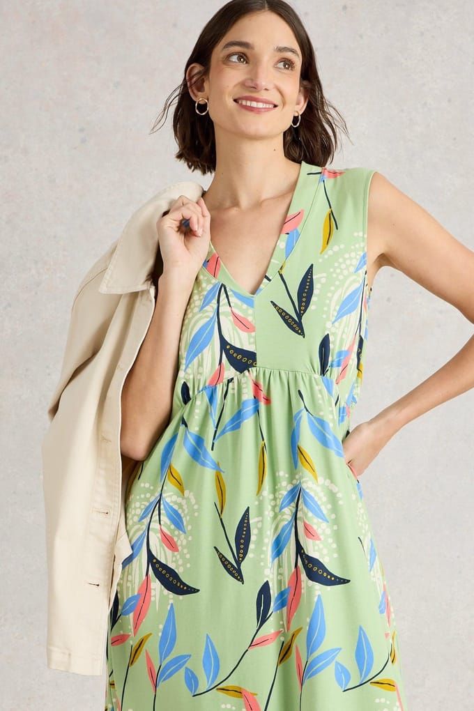 White Stuff Archer Jersey Maxi Dress Green Multi Größe: 20 REGULAR | Maxikleider Outlet | Damen | Grün
