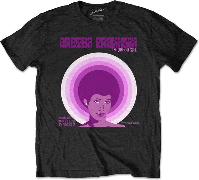 Aretha Franklin - Fillmore West '71 Heren T-shirt - S - Zwart