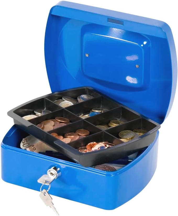 Geldcassette 20,32 cm - Blauwe Beveiligingsoplossing met Cilinder-veiligheidsslot