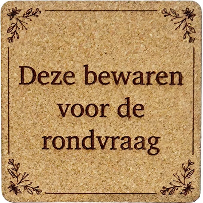 Kurken Onderzetter Rondvraag - Glazen Onderzetters - Gegraveerd - Tilburgs
