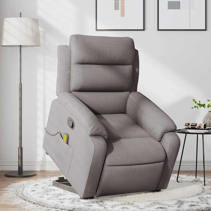 vidaXL - Sta-op-massagestoel - verstelbaar - stof - taupe