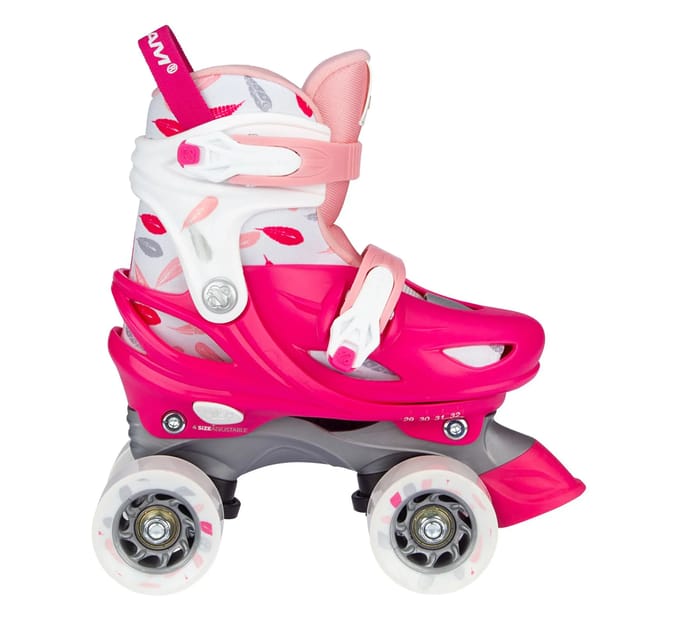 Nijdam Rolschaatsen Verstelbaar - Feather Drops - Roze - Maat 29-32
