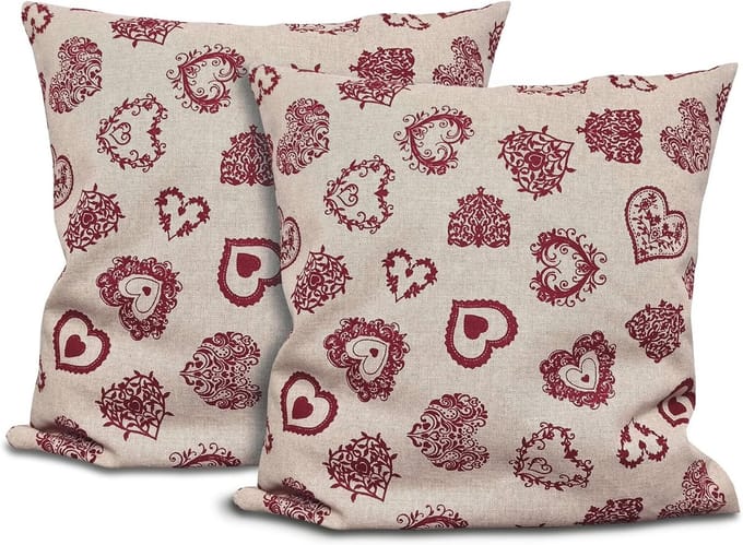 Set van 2 Decoratieve Sierkussens Hartjes Motief Rood 40x40 cm