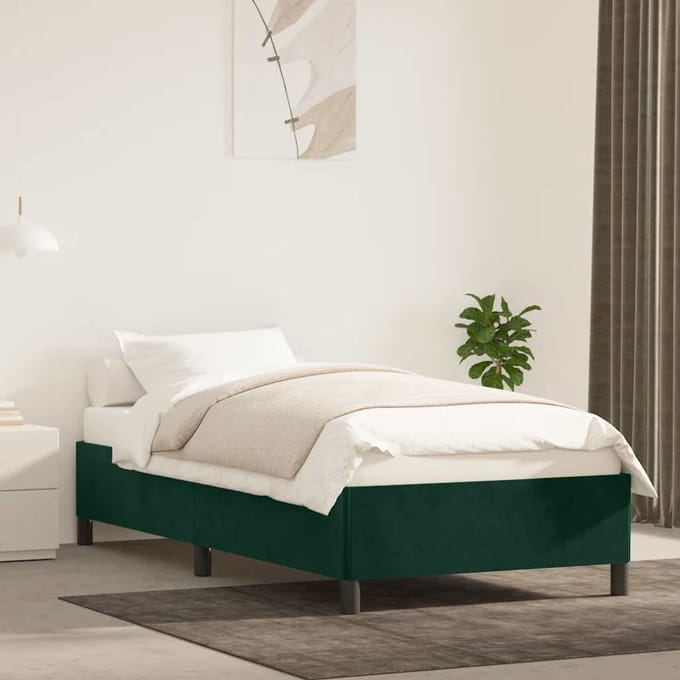 vidaXL - Bedframe - zonder - matras - 90x200 - cm - fluweel - donkergroen