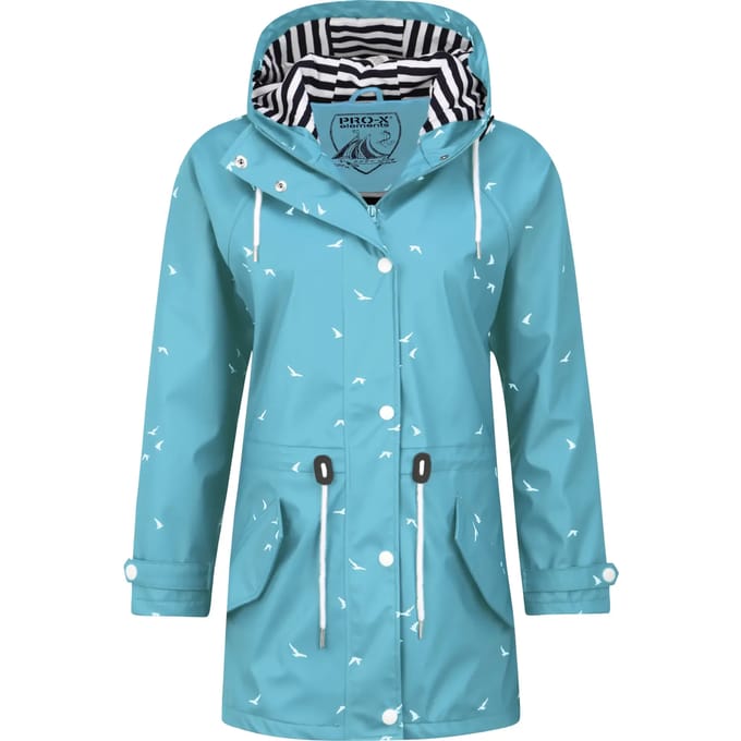 Pro-x Elements Regenjas Dames Met Capuchon Polyester/polyurethaan Blauw Mt 34