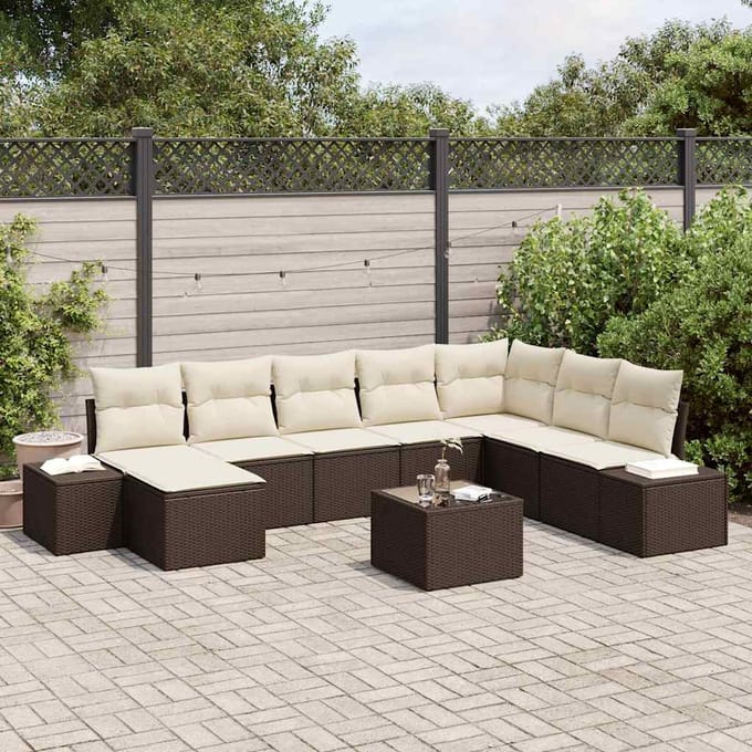 vidaXL Tuin Sofa Set 9 st Bruin poly rattan