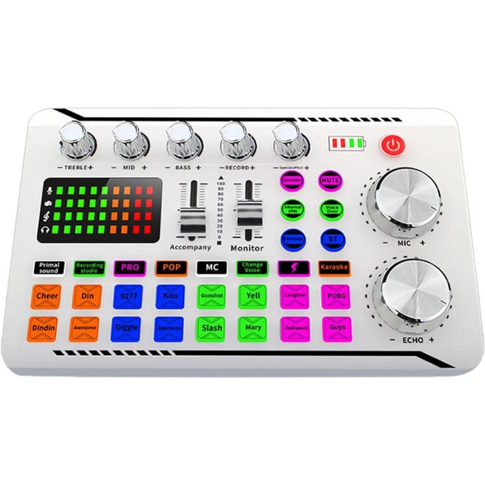 Live Geluidskaart Audio Opname Desktop Zingen BT Draadloze Begeleiding Plug and Play Stem wit